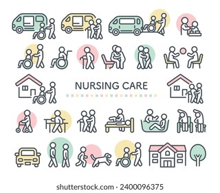 Nursing facility related icon material set