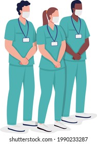 Nursing group semi flat color vector characters. Healthcare givers figures. Full body people on white. Practitioners isolated modern cartoon style illustration for graphic design and animation