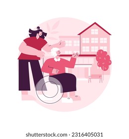 Nursing home abstract concept vector illustration. Nursing facility, residential home, physical therapy, care service for senior people, retiree long term stay, rest house abstract metaphor.