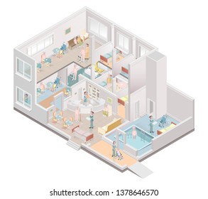 Nursing home. Assisted-living facility. Vector illustration