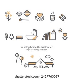 nursing home concept icon set