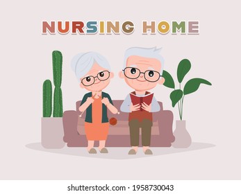 Nursing home elderly concept cartoon vector