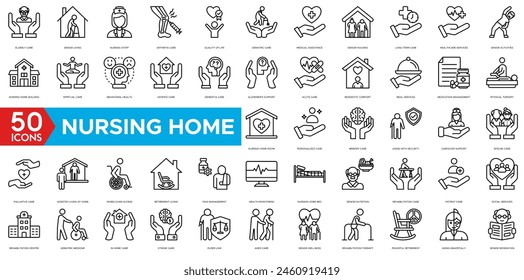 Nursing Home icon. Elderly Care, Senior Living, Nursing Staff, Arthritis Care, Quality of Life, Geriatric Care, Medical Assistance, Senior Housing, Long Term Care, Healthcare Services