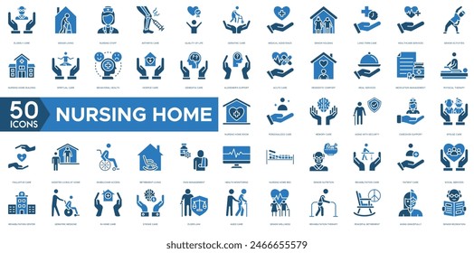 Nursing Home icon. Elderly Care, Senior Living, Nursing Staff, Arthritis Care, Quality of Life, Geriatric Care, Medical Assistance, Senior Housing, Long Term Care, Healthcare Services