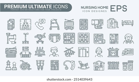 Nursing Home icon. Elderly Care, Senior Living, Nursing Staff, Arthritis Care, Quality of Life, Geriatric Care, Medical Assistance, Senior Housing, Long Term Care, Healthcare Services