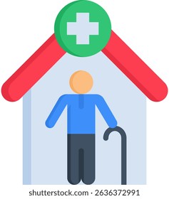 Ícone de casa de repouso Ilustração de vetor plana