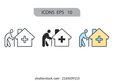 nursing home icons  symbol vector elements for infographic web