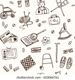 Nursing home set Vector isolated Illustration on white background for menus, recipes and packages product