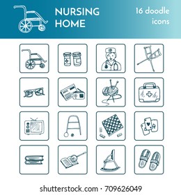 nursing home set Vector isolated Illustration on white background for menus, recipes and packages product