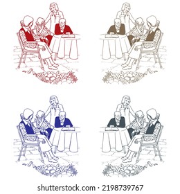 Nursing Home Vector Illustration. Elderly Health Care
