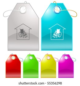 Nursing home. Vector tags.