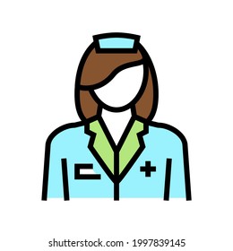 Nursing Home Worker Nurse Color Icon Vector. Nursing Home Worker Nurse Sign. Isolated Symbol Illustration