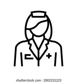 Nursing Home Worker Nurse Line Icon Vector. Nursing Home Worker Nurse Sign. Isolated Contour Symbol Black Illustration