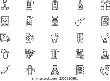 Nursing icons collection is a vector illustration with editable stroke.