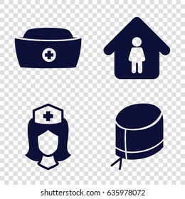 Nursing icons set. set of 4 nursing filled icons such as man in home, nurse
