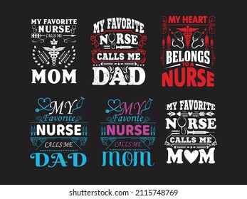 Nursing lettering quotes design vector bundle, Nurses practitioner typographic saying design bundle.