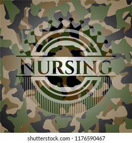 Nursing on camo texture