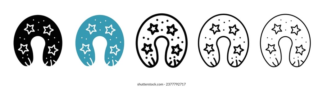 Nursing pillow sign icon set. Pregnant pregnancy pillow vector icon in black filled and outlined style.