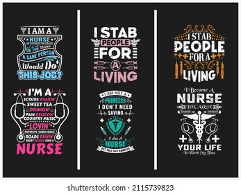 Nursing quotes design emblem badge vector bundle, nurses typographic saying vector bundle,