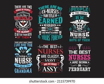 Nursing quotes design emblem badge vector bundle, nurses typographic saying vector bundle,