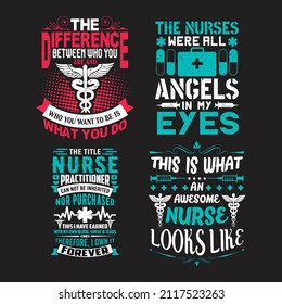 Nursing quotes design emblem badge vector bundle, nurses typographic saying vector bundle.