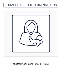 Nursing room line icon. Breastfeeding, lactation room.Pointer. Private space for mother and baby.Airport terminal concept. Isolated vector illustration.Editable stroke