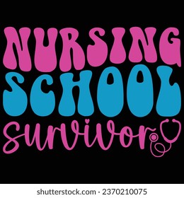 Nursing School Survivor Retro T-shirt Design