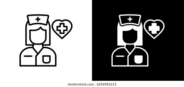 Icono de servicios de enfermería whiteblack Ilustración vectorial