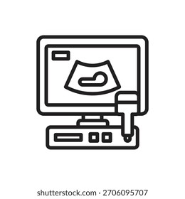 Nursing Sonography Outline Icon Vector Illustration