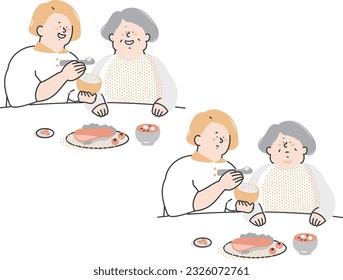Nursing staff assisting the elderly with meals
