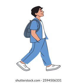 Nursing Student Walking with Backpack Icon