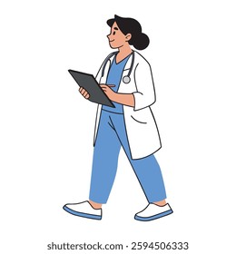 Nursing Student Walking with Stethoscope