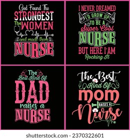 Nursing T-shirt Bundle Design For Nurse With Vector.