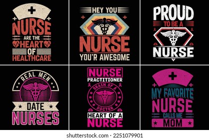 nursing t-shirt design bundle for nurse  lover