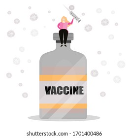 
Nursing woman hold syringe containing vaccine against the spread of viral infection, The Coronavirus spread, transmission, outbreak concepts.