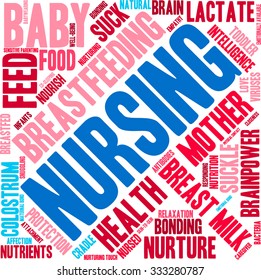 Nursing word cloud on a white background. 