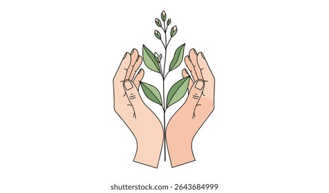 Planta de sustentação de mão de crescimento Um símbolo do cultivo de cuidados e projeto de sustentabilidade