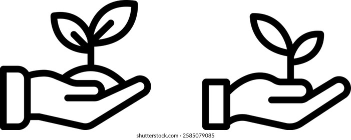 Nurturing Hand Holding Plant Leaf Symbol Vector Icon Set