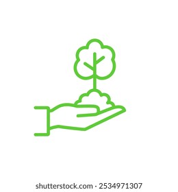 Nurturing Tree Plant Icon. Green symbol Isolated on white background. 