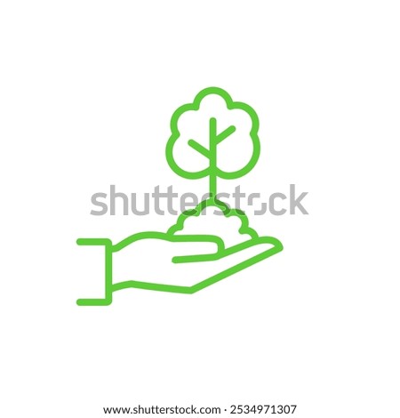 Nurturing Tree Plant Icon. Green symbol Isolated on white background. 