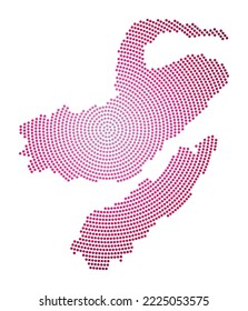 Nusa Lembongan dotted map. Digital style shape of Nusa Lembongan. Tech icon of the island with gradiented dots. Authentic vector illustration.