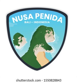 Nusa Penida, Bali, Indonesia, the small beautiful island on indonesia illustration design vector