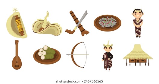 Nusa Tenggara Culture Element Illustration Set