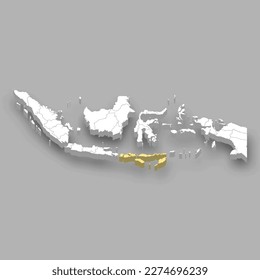Nusa Tenggara region location within Indonesia 3d isometric map