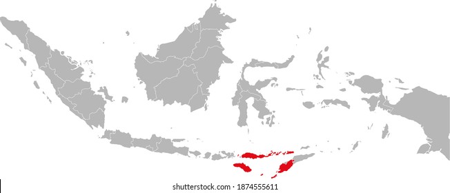 Nusa tenggara timur province isolated on indonesia map. Gray background. Business concepts and backgrounds.