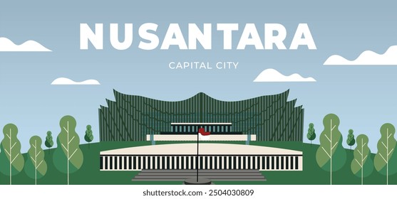 Nusantara capital city of Indonesia landscape background