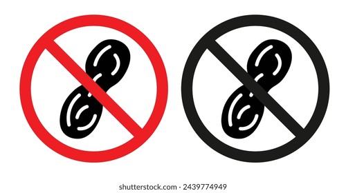 Nut Allergy Caution Alert. Peanut-Free Zone Notification. Nut Consumption Warning Sign