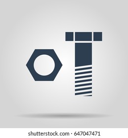 Nut and bolt icon. Flat design style eps 10