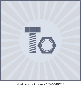 Nut and bolt icon isolated on grey background