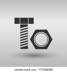 Nut and bolt icon isolated on background. Modern flat pictogram, business, marketing, internet concept. Logo illustration
